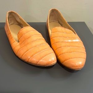 Veronica Beard Loafers Griffin Croc Pink Leather Embossed Slip on side 11M